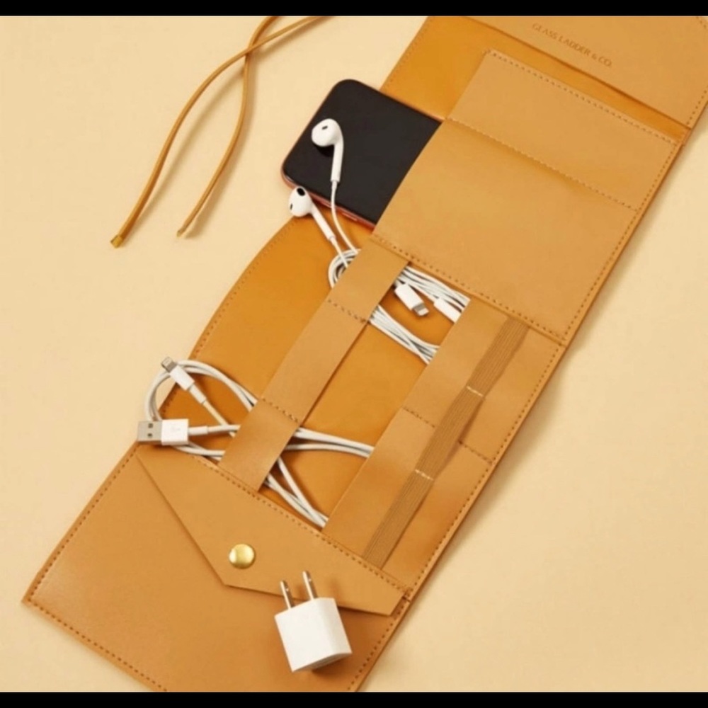 Katherine Tech Organizer Roll in a warm honey color made by Glass Ladder Co. NIB